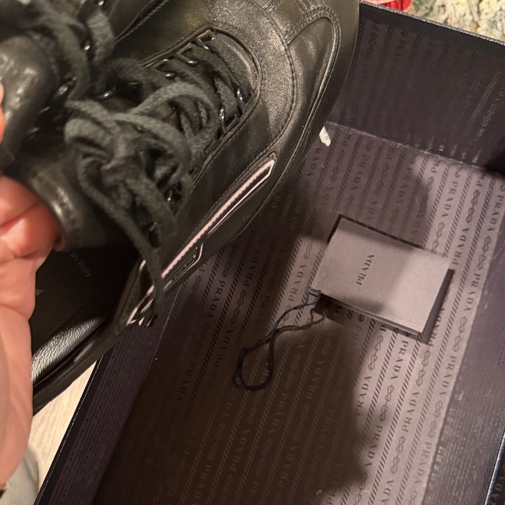 Prada Men's Black Leather Sneakers - Picture 14 of 14